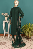 SC-368B-Dark Green - Irish Beauty | 3Pc Cambric Embroidered & Printed Dress