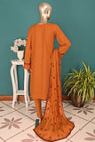 SC-364A-Orange - Diamond | 3Pc Cambric Embroidered & Printed Dress