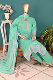SC-366B-Sea Green - Sparkling | 3Pc Cambric Embroidered & Printed Dress