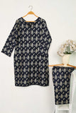 CPTP-14A-NavyBlue | 2Pc Cotton Printed Dress With Trouser