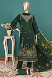 SC-368B-Dark Green - Irish Beauty | 3Pc Cambric Embroidered & Printed Dress