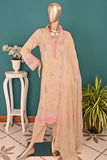 SC-366A-Peach - Sparkling | 3Pc Cambric Embroidered & Printed Dress