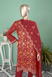 SC-320A-Red - Akacia | 3Pc Cotton Embroidered & Printed Dress