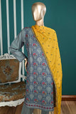 SC-325A-Grey - Crown | 3Pc Cotton Embroidered & Printed Dress