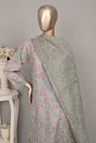 DSO-002A-Gray - Roheen Luxe | 3Pc Ready to Wear Organza Embroidered Dress