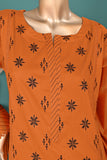 SC-364A-Orange - Diamond | 3Pc Cambric Embroidered & Printed Dress