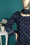 ICP-008-Navy Blue| 3Pc Ready to Wear Printed Cotton Dress