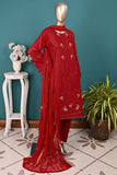 SC-369A-Red- Swing Circle | 3Pc Jacquard Cambric Embroidered Dress