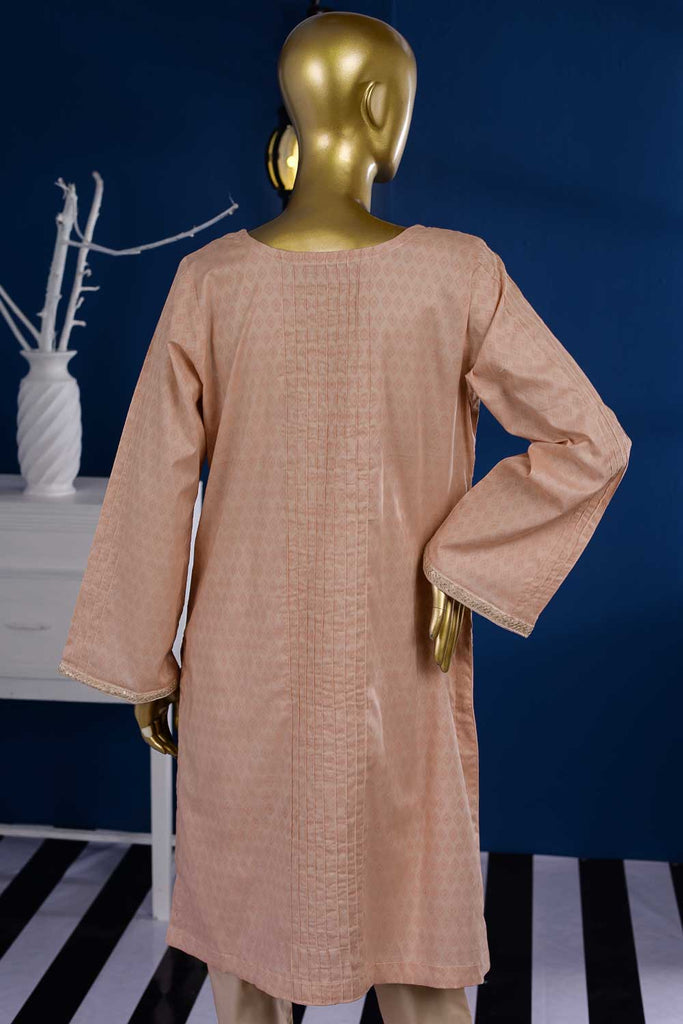 Aaina Flower (SC-89B-Peach) Embroidered Cambric Dress with Embroidered Chiffon Dupatta