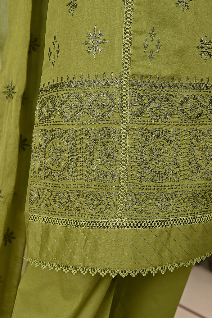 SC-364B-Mehndi - Diamond | 3Pc Cambric Embroidered & Printed Dress
