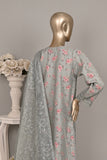 DSO-002A-Gray - Roheen Luxe | 3Pc Ready to Wear Organza Embroidered Dress