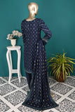 ICP-008-Navy Blue| 3Pc Ready to Wear Printed Cotton Dress
