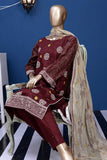 Snow Leaf (SC-16A-Maroon) Embroidered Un-Stitched Cambric Dress With Chiffon Dupatta