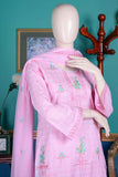 Paris (SC-10A-Light Pink) | Embroidered Un-stitched Cambric Dress with Chiffon Dupatta