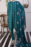 Triangle Flow (SC-78D-Blue) Embroidered & Printed Un-Stitched Cambric Dress With Embroidered Chiffon Dupatta