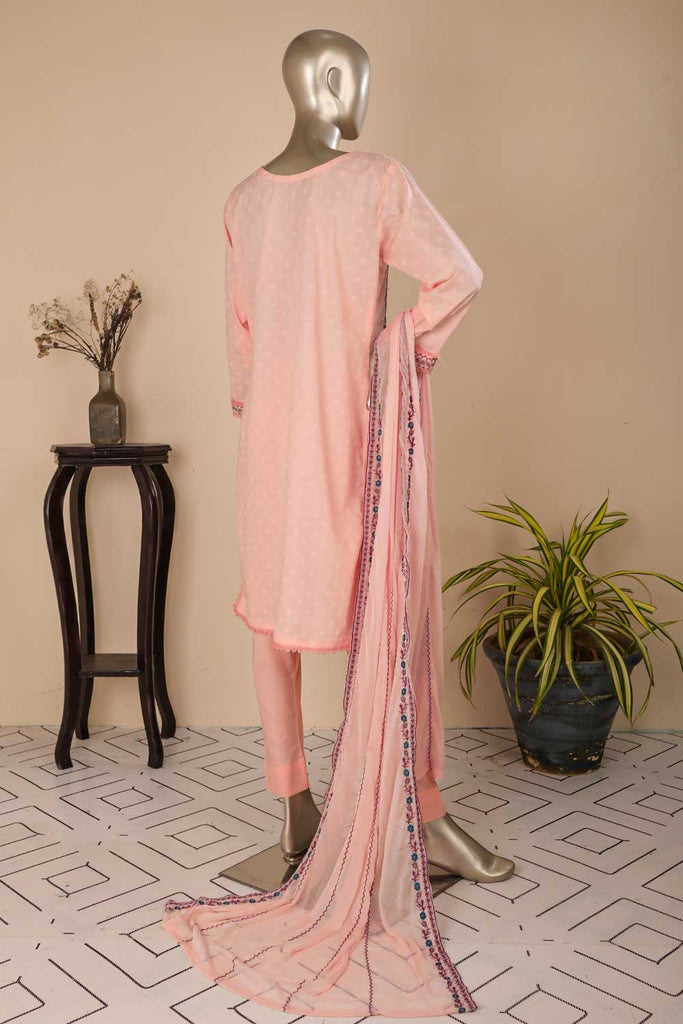 SC-282A-Pink - Fountain | 3Pc Cotton Embroidered & Printed Dress