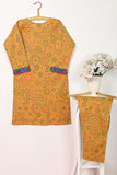 CPTP-8B-Mustard | 2Pc Cotton Printed Dress With Trouser