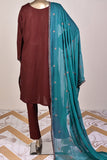 Closet Dreams (SC-174A-Maroon) 3Pc Embroidered & Printed Un-Stitched Cotton Dress With Embroidered Chiffon Dupatta