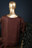SVV-1B-Brown-Phulkari | 3Pc Cotton Embroidered & Printed Dress