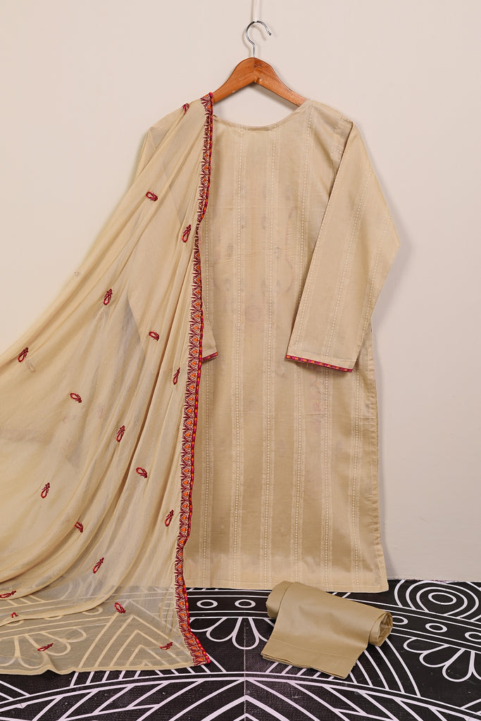 SC-217B-Skin - Anarkali | 3Pc Cotton Embroidered & Printed Dress