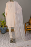 SC-89D-LightPeach - AAINA FLOWER | 3Pc Cotton Embroidered & Printed Dress