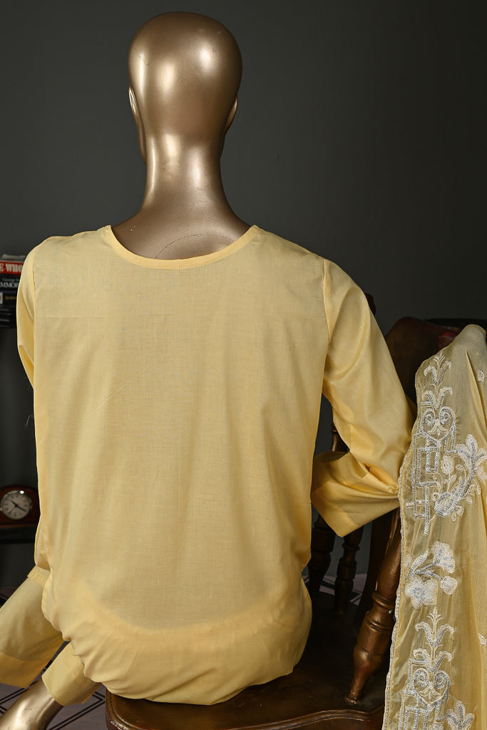 SC-230B-Lemon - Khota Sikka | 3Pc Cotton Embroidered & Printed Dress