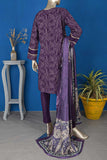 ZKPS-3-Purple - Bubble Gum | 3PC Unstitched Embroidered Khaddar dress