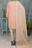 SC-89F-PEACH - AAINA FLOWER | 3Pc Cotton Embroidered & Printed Dress