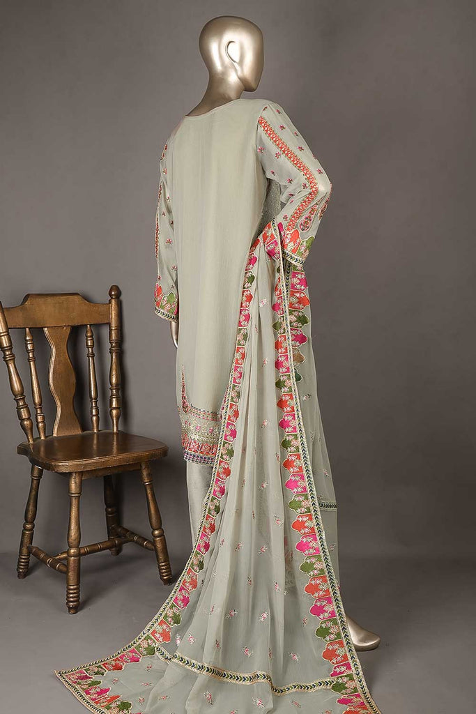 GLS-11B-Grey - Rang Rasiya | 3Pc Embroidered Un-stitched Chiffon Dress
