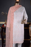 Grace (BZ-10B) | White 3 Pc Unstitched Embroidered Cambric Dress with Embroidered Chiffon Dupatta