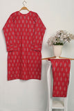 CPTP-10B-Red | 2Pc Cotton Printed Dress With Trouser