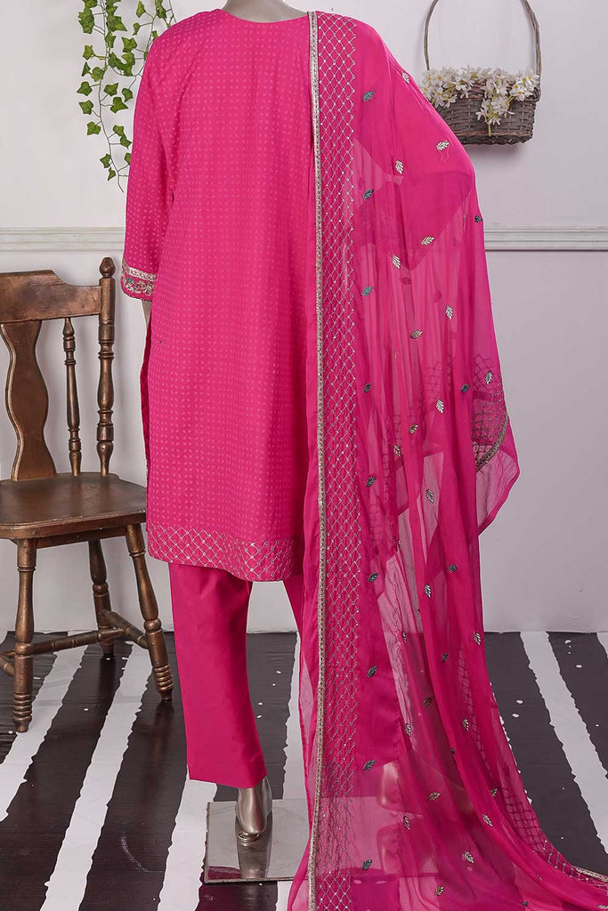 SC-258A-Pink - Madonna | 3Pc Cotton Embroidered & Printed Dress