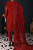 GLS-6A-Maroon - Red-Light | 3Pc Embroidered Un-stitched Chiffon Dress