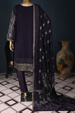 GLS-7A-Purple-Scarlet | 3Pc Embroidered Un-stitched Chiffon Dress