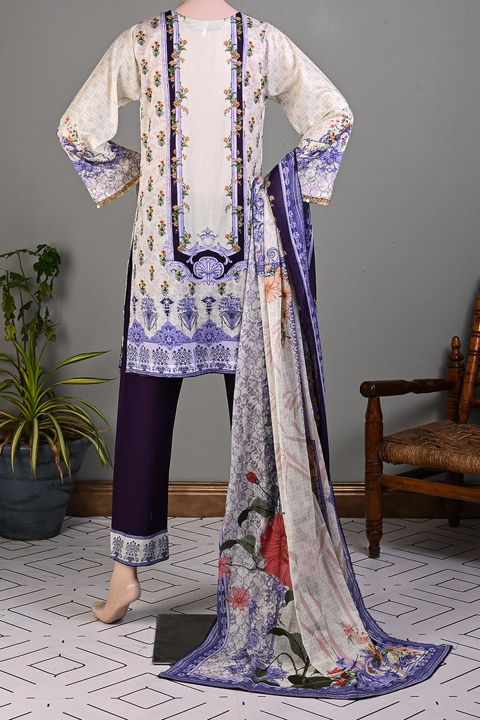 ENB-03 | 3Pc Lawn Embroidered & Printed Dress