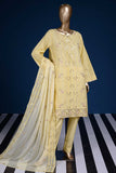 SC-64C - Garlic Stripes Embroidered Cambric Dress with Embroidered Chiffon Dupatta