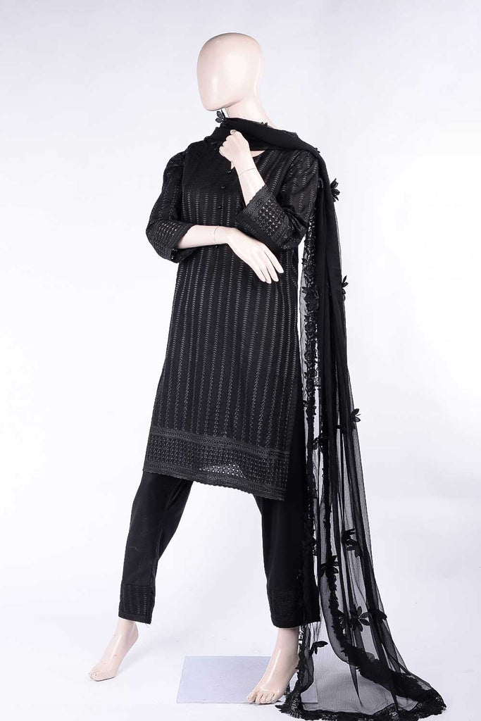 Cataclysmic Beauty (HJC-03) | Schiffli Un-Stitched Lawn Dress With Chiffon Chikan Cutwork Dupatt