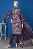 ZKPS-3-Purple - Bubble Gum | 3PC Unstitched Embroidered Khaddar dress