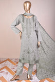 Royal Emirates (SC-175A-Grey) 3Pc Embroidered & Printed Un-Stitched Cotton Dress With Embroidered Chiffon Dupatta