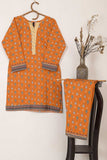 D-13-Orange | 2Pc Printed Cambric Dress With Trouser