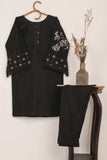 PWTP-03-Black | 2Pc Printed With Lace Work Cambric Dress With Trouser