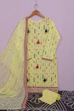 SC-207B-Lemon - Universal | 3Pc Cotton Embroidered & Printed Dress