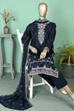 SC-271E-DarkNavyBlue - Chameli | 3Pc Cotton Embroidered & Printed Dress