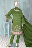 SC-273A-Green - Ruby | 3Pc Cotton Embroidered & Printed Dress