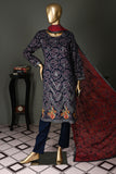 SC-198C-NavyBlue - The 9mm | 3Pc Cotton Embroidered & Printed Dress