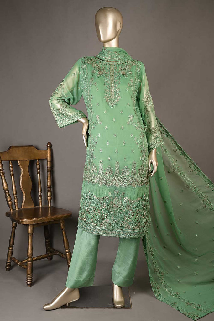 GLS-12A-Green - Groove | 3Pc Embroidered Un-stitched Chiffon Dress