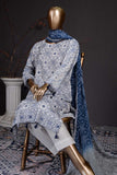Ajrak (SC-82A-White) Embroidered Un-Stitched Cambric Dress With Embroidered Chiffon Dupatta