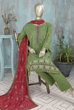 SC-272B-Green - Janan | 3Pc Cotton Embroidered & Printed Dress