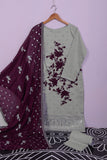 SC-200A-Grey - Crystal Ocean | 3Pc Cotton Embroidered & Printed Dress