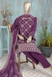 SC-247B-Purple - Stone Age | 3Pc Cotton Embroidered & Printed Dress